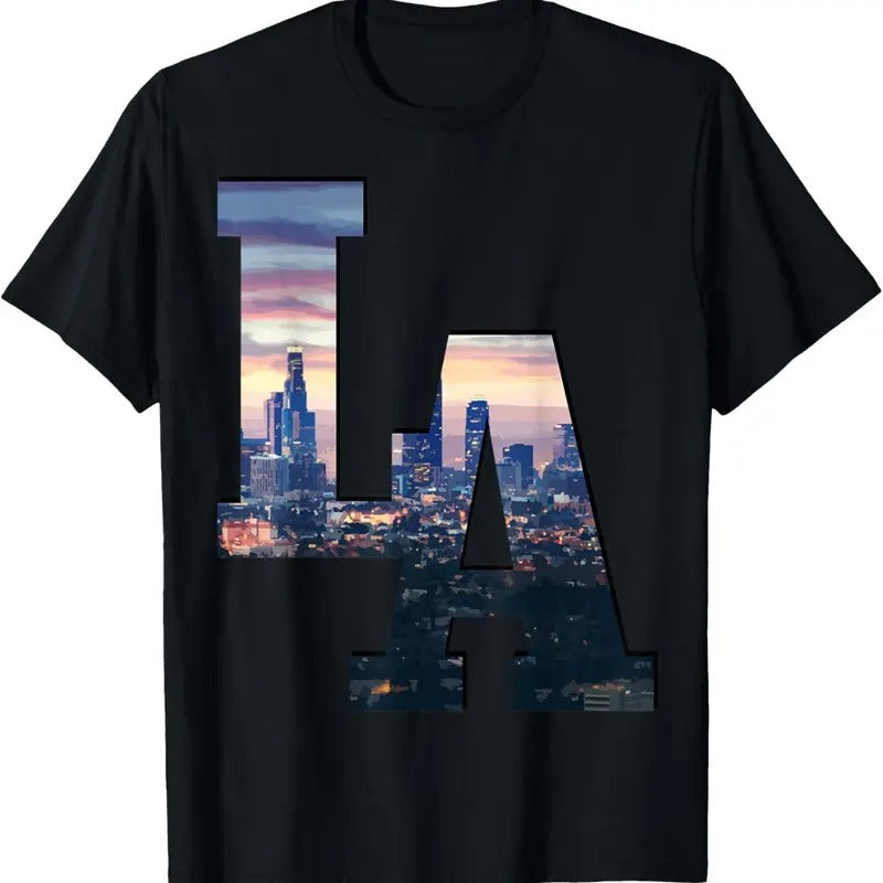 100% Cotton Los Angeles LA Skyline Vintage California LA T-Shirt Hoodie, Sweatshirt | WearSparks.com