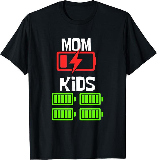 100% Cotton Low Battery Mom of 4  Funny Mother of 4  Mothers Day T-Shirt Hoodie, Sweatshirt | WearSparks.com