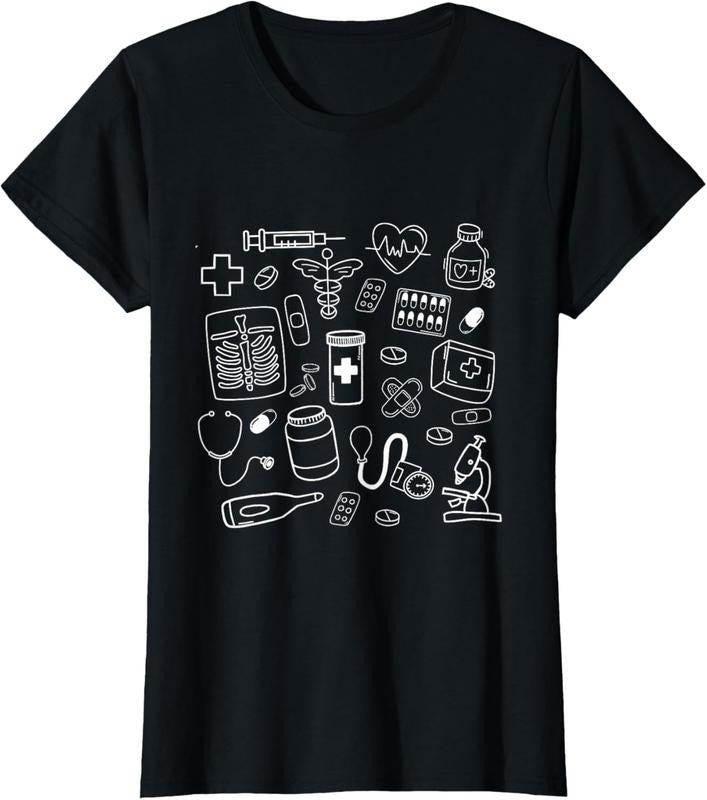 100% Cotton Medical Doodles Nurse Healthcare Profession Women T-Shirt Hoodie, Sweatshirt | WearSparks.com