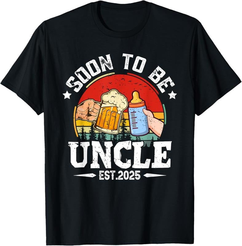 100% Cotton Mens Soon To Be Uncle 2025 Retro Pregnancy Announcement Dad T-Shirt Hoodie, Sweatshirt | WearSparks.com