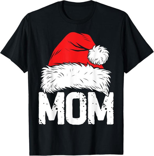 100% Cotton Mom Santa Christmas Family Matching Pajamas Mama Xmas Mother Short Sleeve T-Shirt Hoodie, Sweatshirt