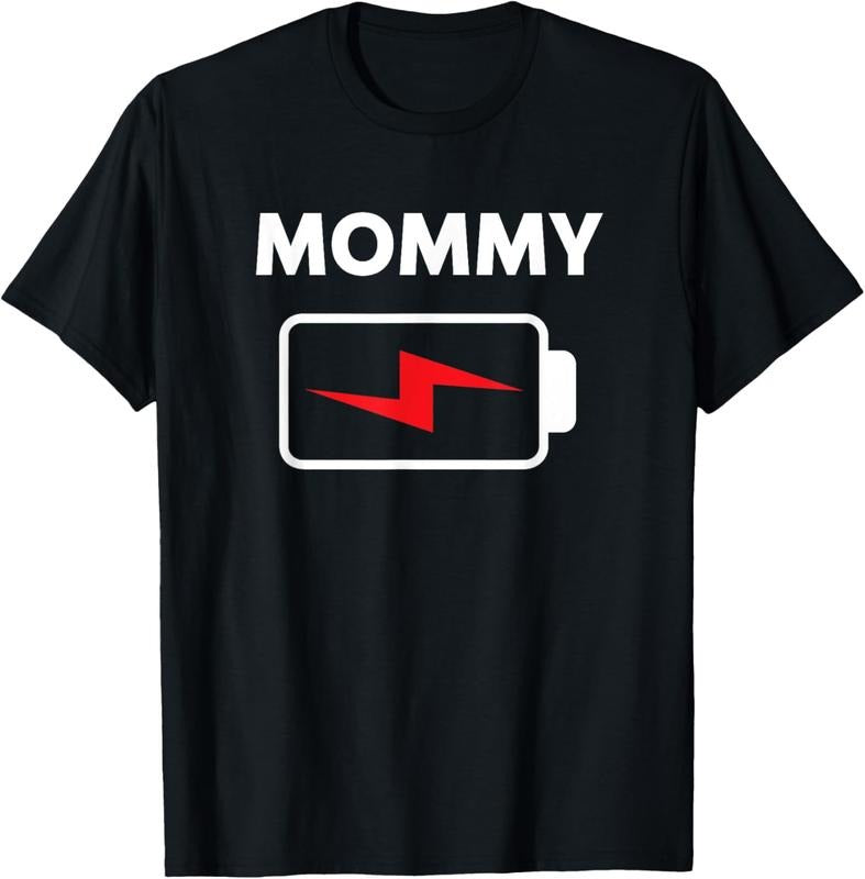 100% Cotton Mommy Shirt Women Battery Low Funny Family Matching T-Shirt Hoodie, Sweatshirt | WearSparks.com