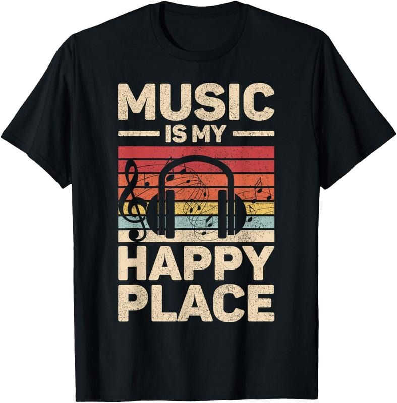 100% Cotton Music Is My Happy Place Musician Outfit EDM Music Lovers DJ T-Shirt Hoodie, Sweatshirt | WearSparks.com