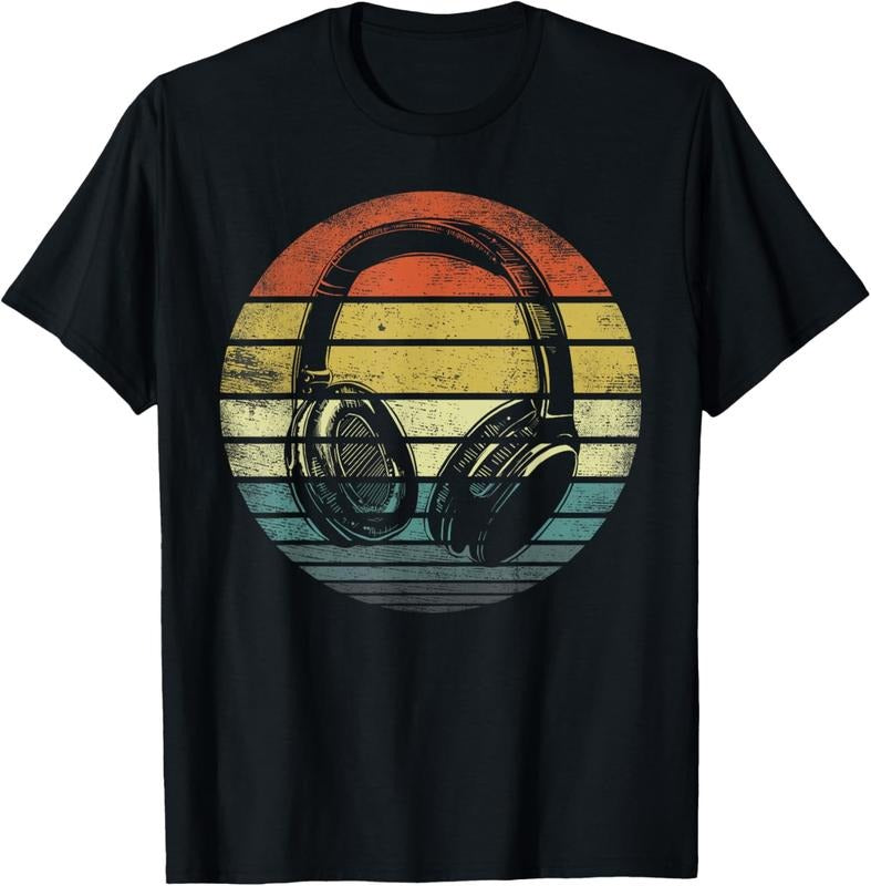 100% Cotton Music Lover Producer DJ Gifts Funny Retro Headphones T-Shirt Hoodie, Sweatshirt | WearSparks.com