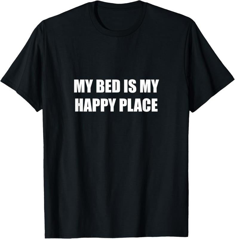 100% Cotton My Bed Is My Happy Place T-Shirt Hoodie, Sweatshirt | WearSparks.com