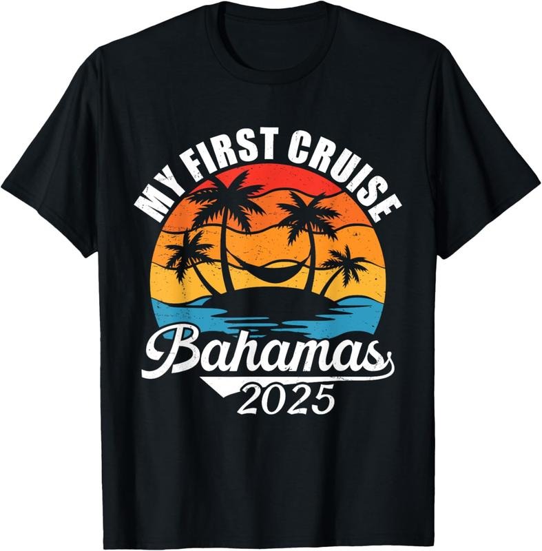 100% Cotton My First Cruise Bahamas 2025. Funny Family Vacation Cruise T-Shirt Hoodie, Sweatshirt | WearSparks.com
