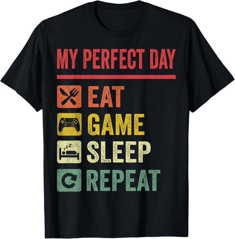 100% Cotton My Perfect Day Video Games T-Shirt Funny Cool Gamer Tee Gift T-Shirt Hoodie, Sweatshirt | WearSparks.com