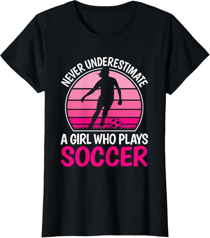 100% Cotton Never Underestimate A Girl Who Plays Soccer Cute Soccer Girl T-Shirt Hoodie, Sweatshirt | WearSparks.com