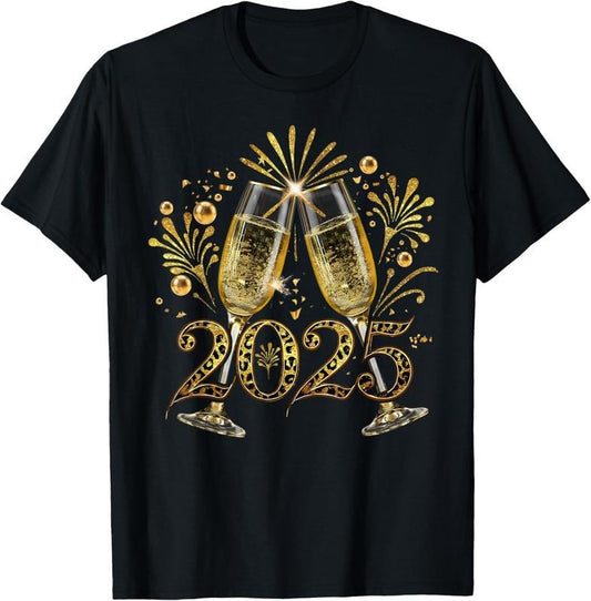 100% Cotton New Years Eve Happy New Year 2025 Firework Champagne Leopard T-Shirt Hoodie, Sweatshirt | WearSparks.com