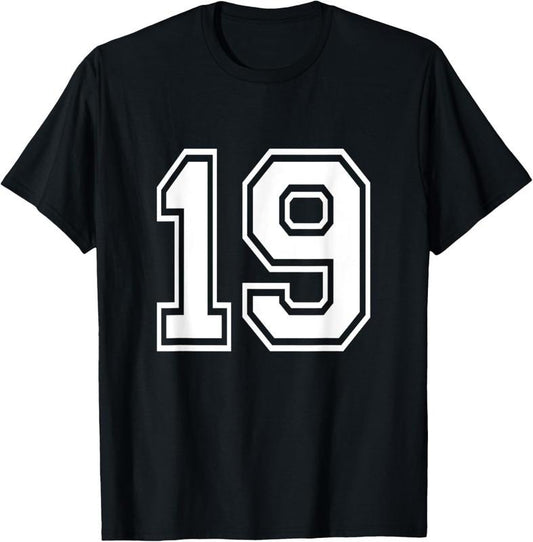 100% Cotton Number 19 Varsity Sports Team Jersey 19th Birthday 19 Years T-Shirt Hoodie, Sweatshirt | WearSparks.com