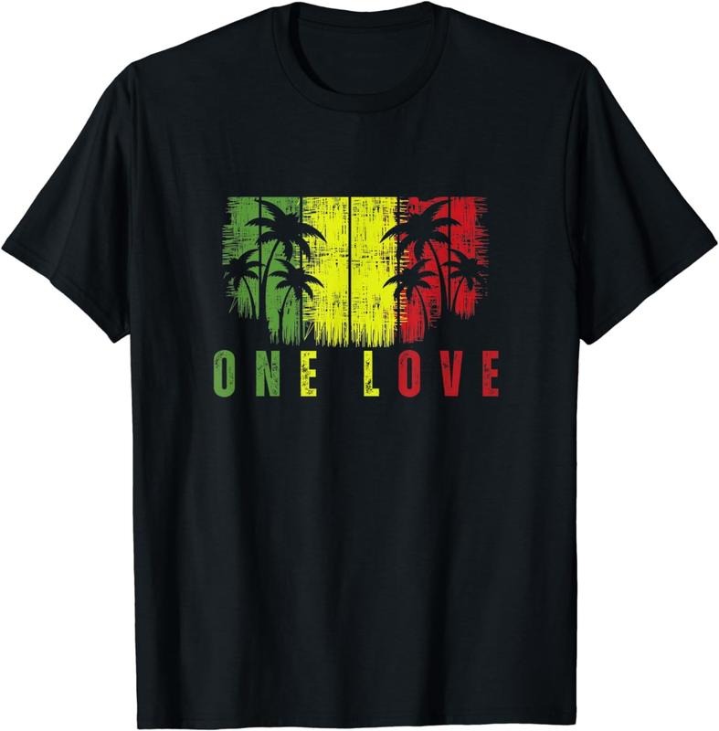 [100% Cotton]One Love Palm Tree Reggae Music Rasta T-Shirt Hoodie, Sweatshirt | WearSparks.com