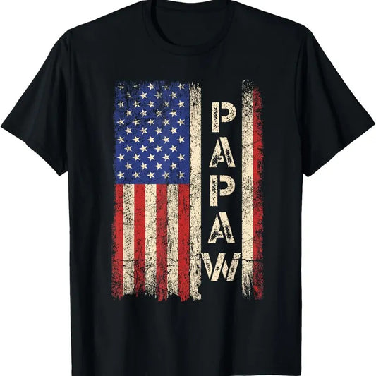100% Cotton Papaw Grandpa US American Flag Shirt Grandfather Day T-Shirt Hoodie, Sweatshirt | WearSparks.com