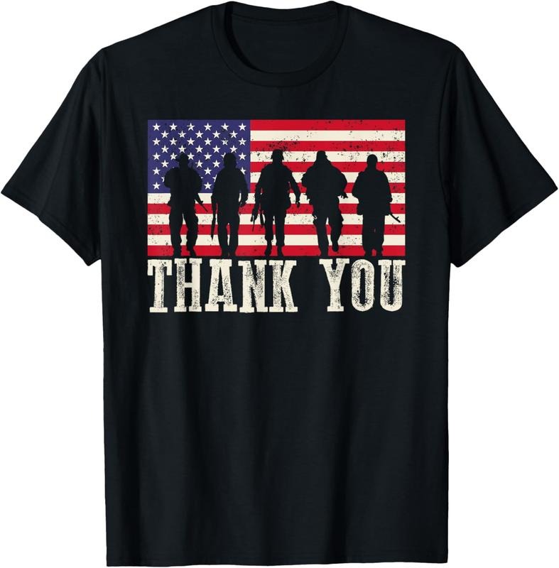 100% Cotton Patriotic American Flag Thank You For Men Women  Girl Boy Shirt T-Shirt Hoodie, Sweatshirt | WearSparks.com