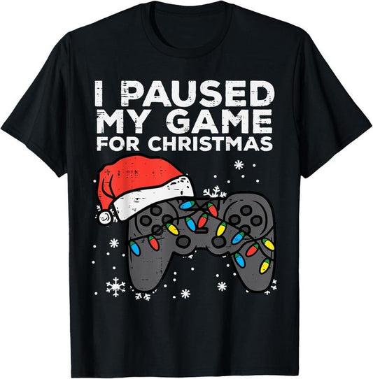 100% Cotton Paused My Game Christmas Gamer Xmas Men Boys Youth Teen T-Shirt Hoodie, Sweatshirt | WearSparks.com