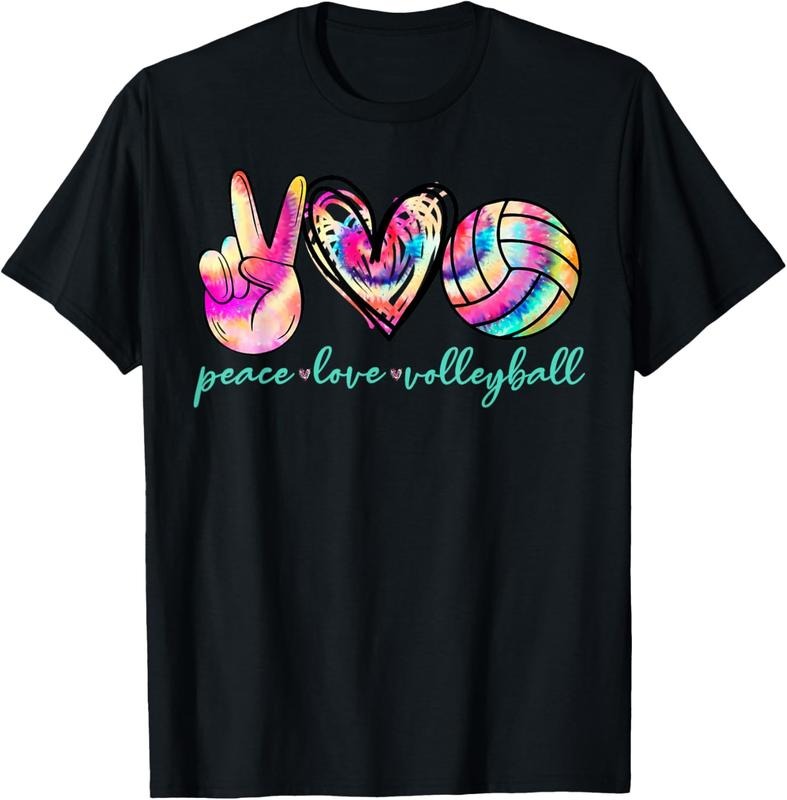 100% Cotton Peace Love Volleyball Player Tie Dye Style Women Teen Girls T-Shirt Hoodie, Sweatshirt | WearSparks.com
