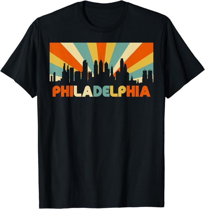 [100% Cotton]Philadelphia T-Shirt City Skyline 70s Retro Souvenir Shirt Hoodie, Sweatshirt | WearSparks.com