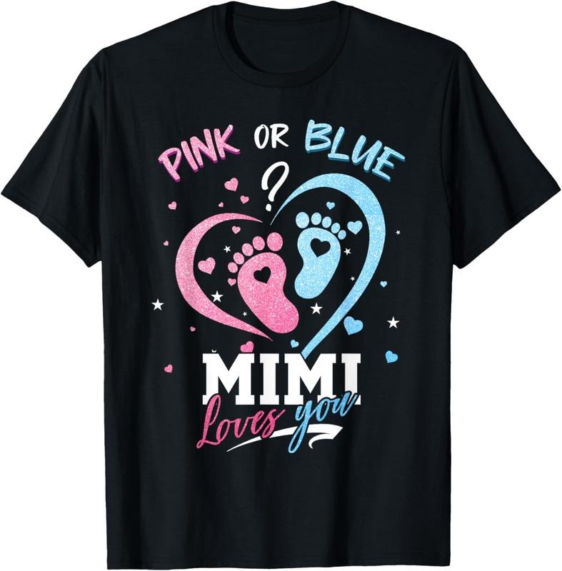 100% Cotton Pink Or Blue Mimi Loves You Shirt Gender Reveal Gifts T-Shirt Hoodie, Sweatshirt | WearSparks.com