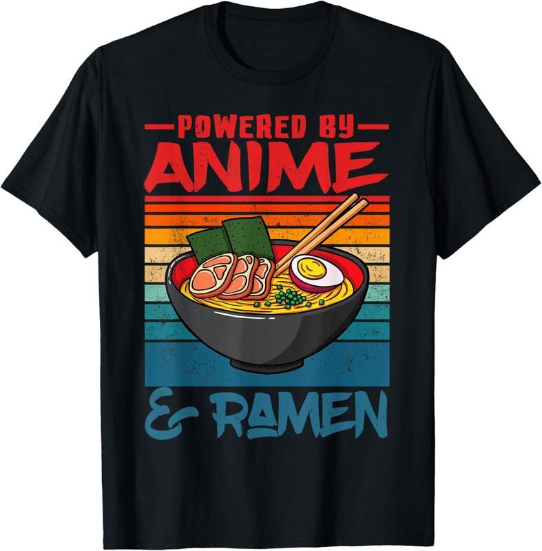 100% Cotton Powered By Anime & Ramen Love Anime Noodles Mens Women  T-Shirt Hoodie, Sweatshirt | WearSparks.com
