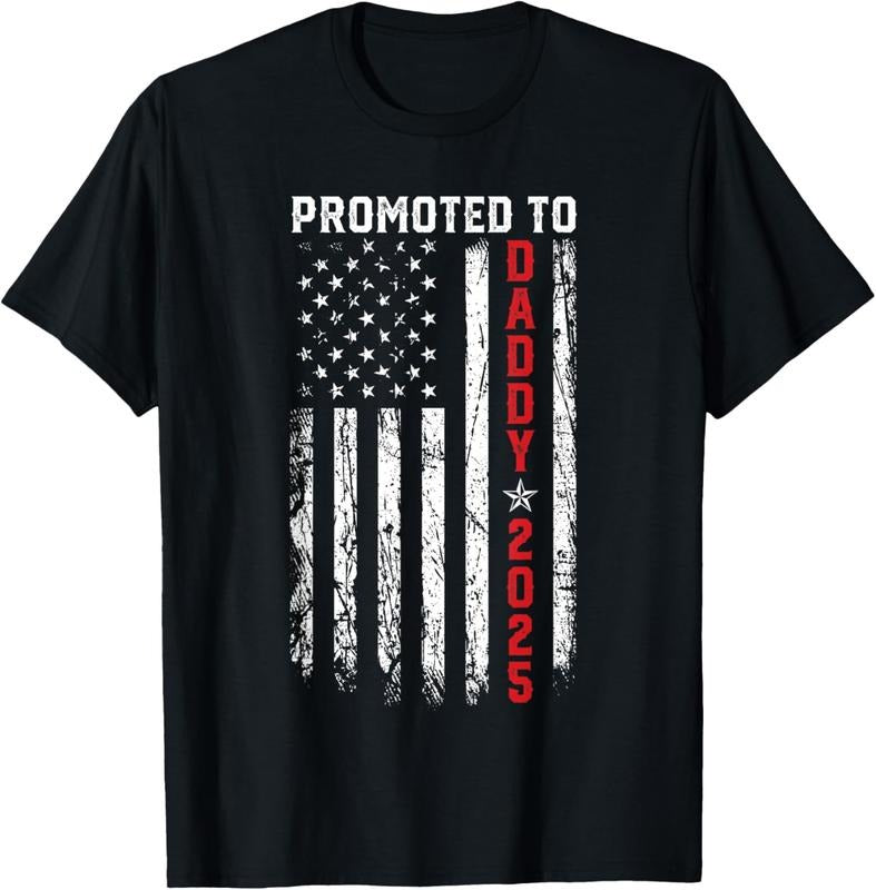 100% Cotton Promoted To Daddy Est 2025 Patriotic First-Time Dad, New Dad T-Shirt Hoodie, Sweatshirt | WearSparks.com