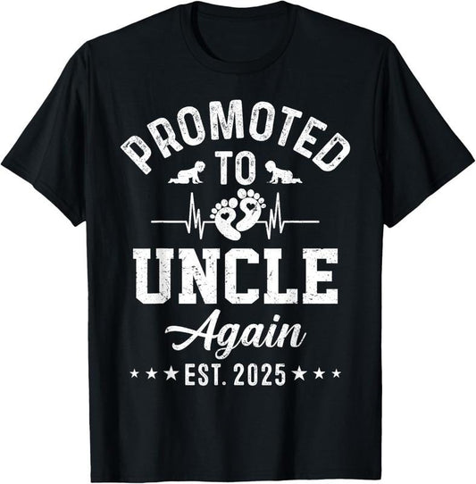 100% Cotton Promoted To Uncle Again Est 2025 Pregnancy Announcement T-Shirt Hoodie, Sweatshirt | WearSparks.com