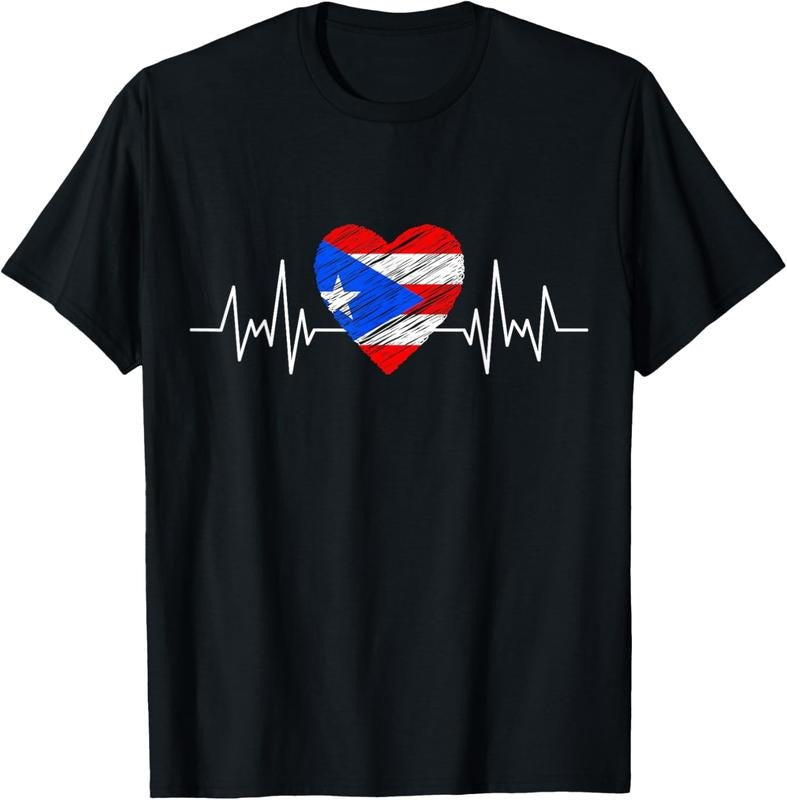 100% Cotton Puerto Rico Flag Heartbeat Pride Grunge Puerto Rican Flag T-Shirt Hoodie, Sweatshirt | WearSparks.com