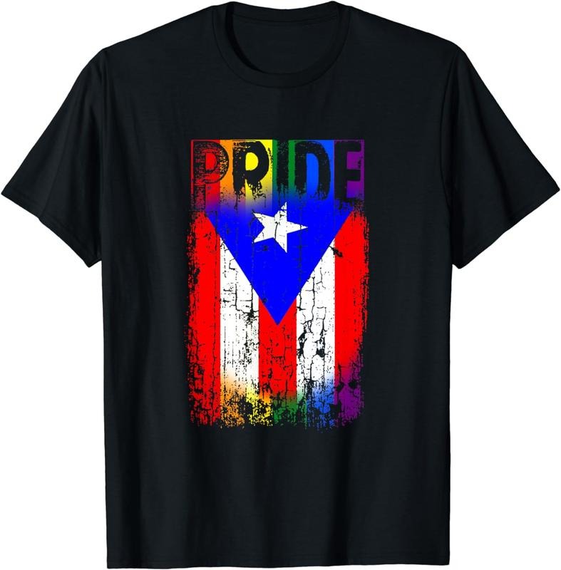 [100% Cotton]Puerto Rico Rican Gay Pride Flag LGBTQ Boricua Distressed T-Shirt Hoodie, Sweatshirt | WearSparks.com