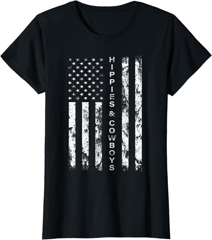 [100% Cotton]Raisin Hell With The Hippies And Cowboys - American Flag T-Shirt Hoodie, Sweatshirt | WearSparks.com