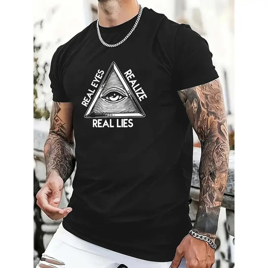 100% Cotton Realize the True Lies Graphic Print Crew Neck Short Sleeve Summer T-Shirt