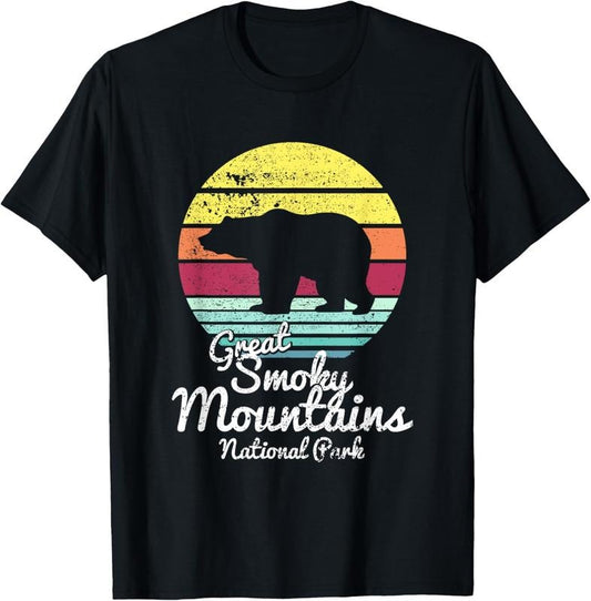 100% Cotton Retro Great Smoky Mountains National Park TN Bear T Shirt T-Shirt Hoodie, Sweatshirt | WearSparks.com