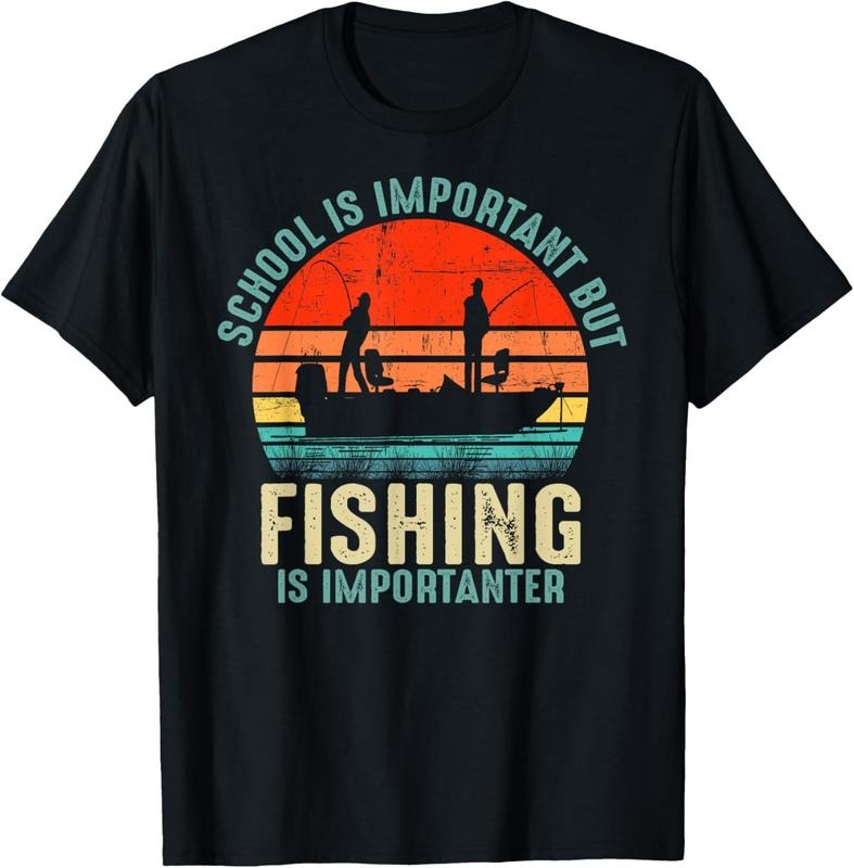 100% Cotton School Is Important But Fishing Is Importanter Boys Kids T-Shirt Hoodie, Sweatshirt | WearSparks.com