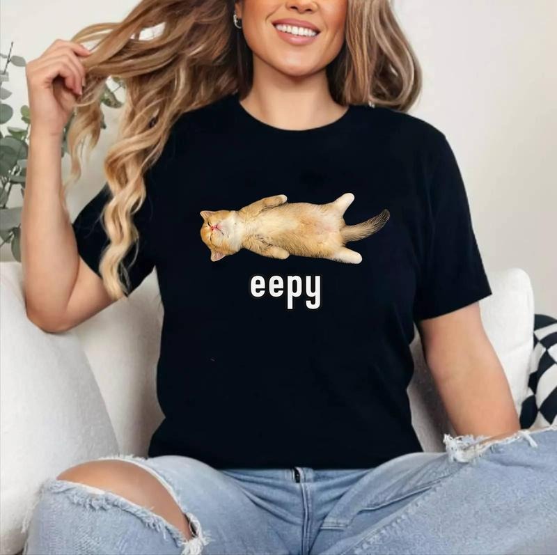 [100% Cotton Shirt] Eepy Cat, Silly Sleepy Cat Meme Unisex T-Shirt Hoodie, Sweatshirt | WearSparks.com
