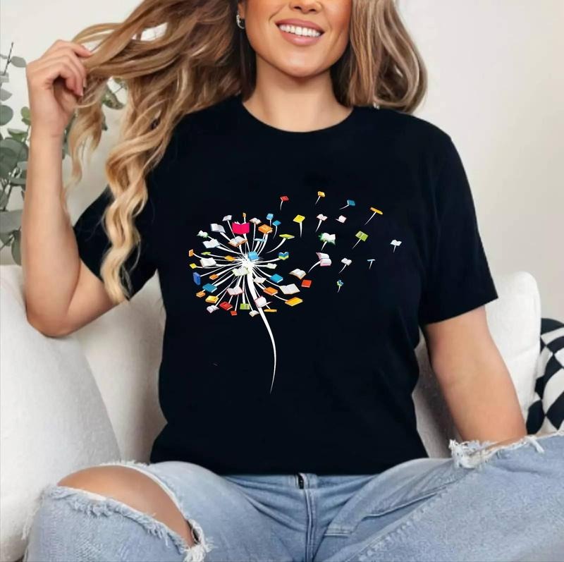 [100% Cotton Shirt] Funny Dandelion Books Gift For Reading Lover Women Girls Unisex T-Shirt Hoodie, Sweatshirt