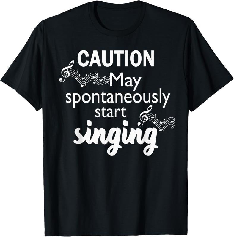 100% Cotton Singing Music Lover T Shirt Gift - Caution May Start Singing T-Shirt Hoodie, Sweatshirt | WearSparks.com