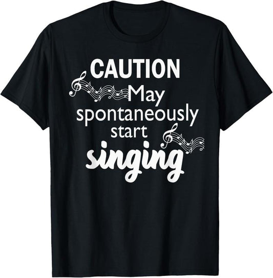 100% Cotton Singing Music Lover T Shirt Gift - Caution May Start Singing T-Shirt Hoodie, Sweatshirt | WearSparks.com