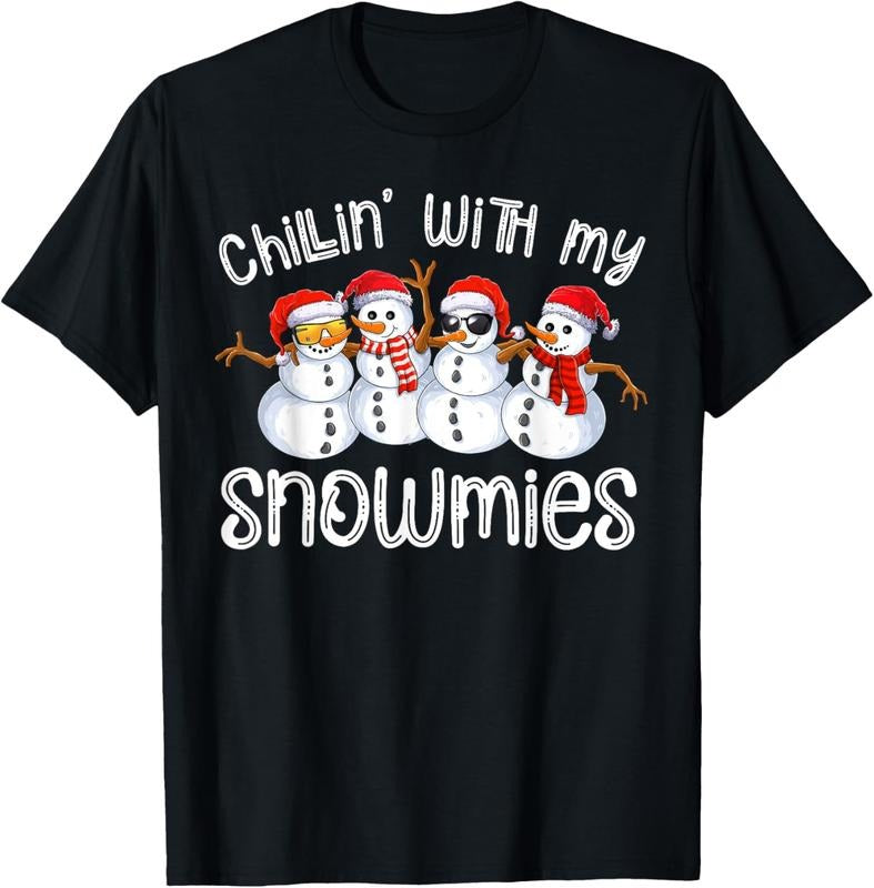 100% Cotton Snowman Christmas Chillin With My Snowmies Ugly Gift T-Shirt Hoodie, Sweatshirt | WearSparks.com