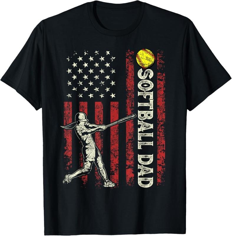 100% Cotton Softball Dad US Flag Gifts For Dad Men Patriotic Fathers Day T-Shirt Hoodie, Sweatshirt | WearSparks.com