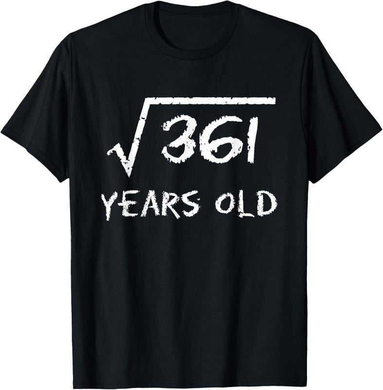 100% Cotton Square Root of 361 19th Birthday 19 Years Old Math Funny T-Shirt Hoodie, Sweatshirt | WearSparks.com