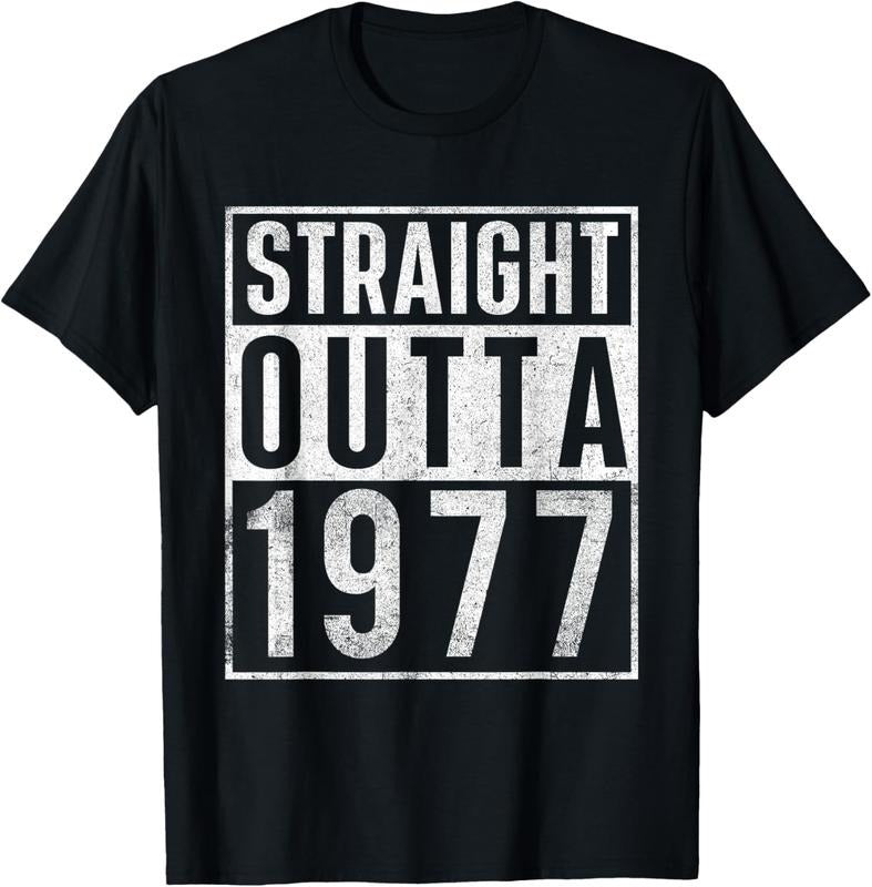 100% Cotton Straight Outta 1977 Year Of Birth Birthday T-Shirt Hoodie, Sweatshirt | WearSparks.com