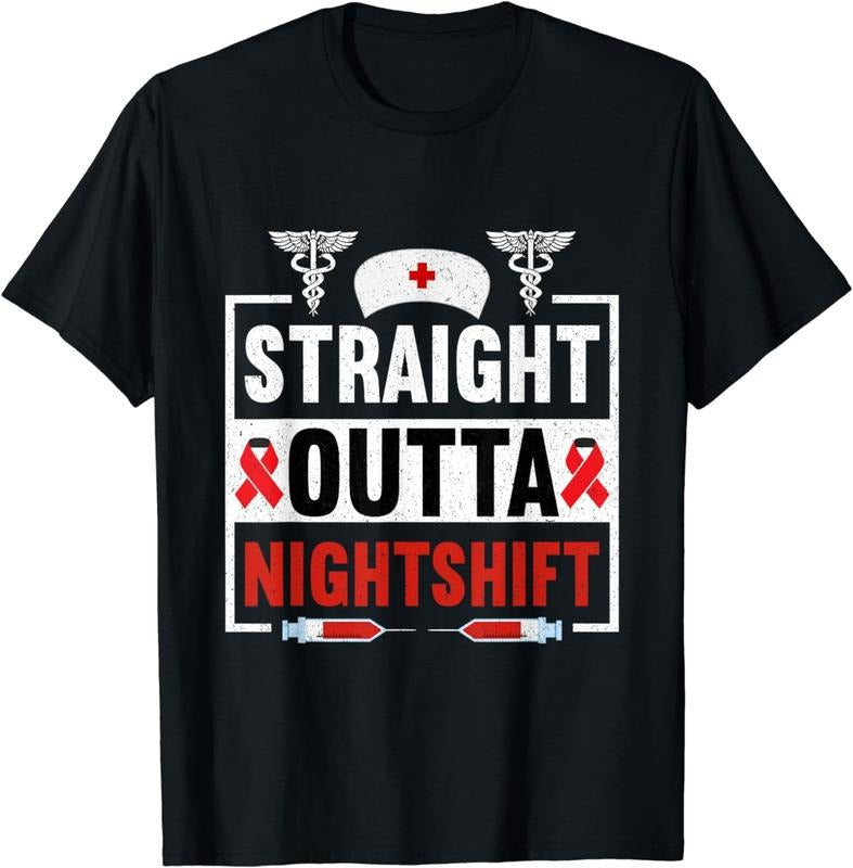 [100% Cotton]Straight Outta Night Shift Nurse Nursing RN LPN CNA Women T-Shirt Hoodie, Sweatshirt | WearSparks.com