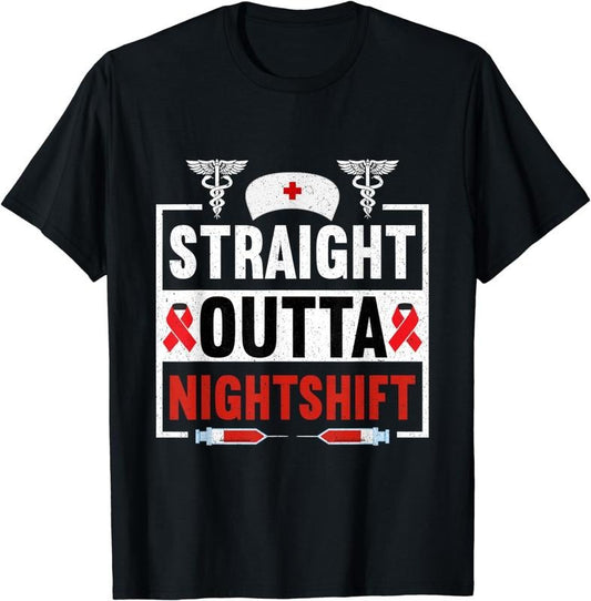 [100% Cotton]Straight Outta Night Shift Nurse Nursing RN LPN CNA Women T-Shirt Hoodie, Sweatshirt | WearSparks.com