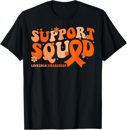 100% Cotton Support Squad Orange Ribbon Leukemia Blood Cancer Awareness T-Shirt Hoodie, Sweatshirt | WearSparks.com