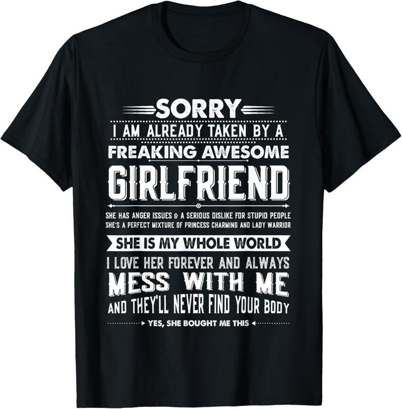 100% Cotton Taken By A Freaking Awesome Girlfriend Funny Boyfriend T-Shirt Hoodie, Sweatshirt | WearSparks.com