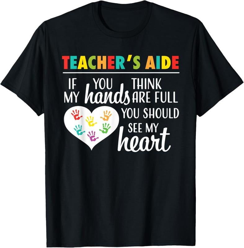 100% Cotton Teacher Aide Appreciation Cute Heart Tee for Women T-Shirt Hoodie, Sweatshirt | WearSparks.com