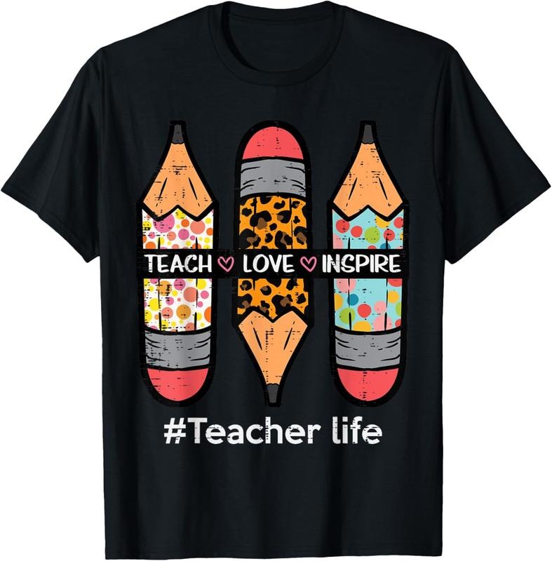 100% Cotton Teacher Life Teach Love Inspire Pencils Inspirational Women T-Shirt Hoodie, Sweatshirt | WearSparks.com