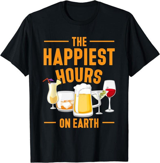 [100% Cotton]The happiest hours on earth retro design for cocktail lovers T-Shirt Hoodie, Sweatshirt | WearSparks.com