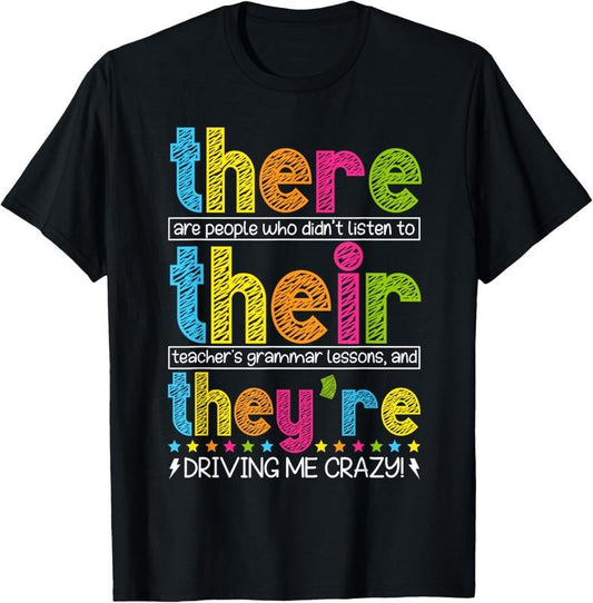 100% Cotton There Their They're English Grammar Teacher Back To School T-Shirt Hoodie, Sweatshirt | WearSparks.com