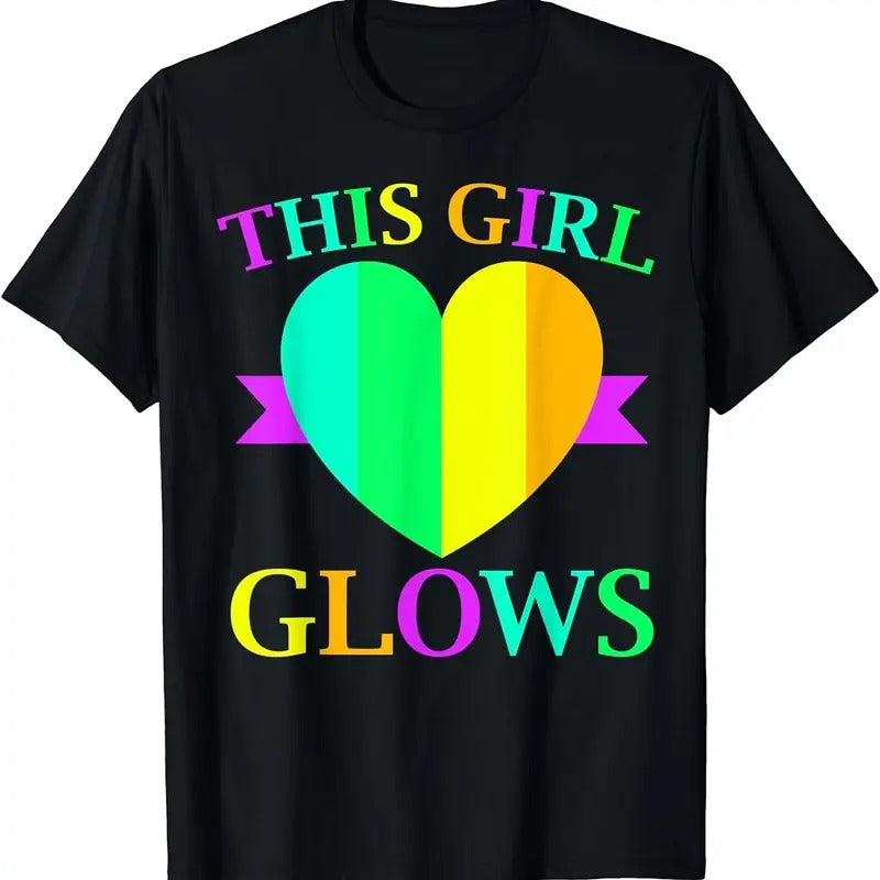 [100% Cotton]This Girl Glows Neon Lights Glow Party Lover T-Shirt Hoodie, Sweatshirt | WearSparks.com