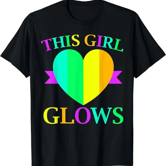 [100% Cotton]This Girl Glows Neon Lights Glow Party Lover T-Shirt Hoodie, Sweatshirt | WearSparks.com