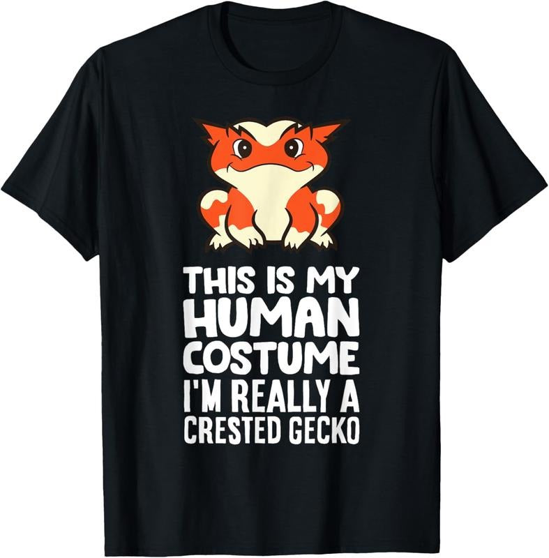100% Cotton This Is My Human Costume I'm Really A Crested Gecko T-Shirt Hoodie, Sweatshirt | WearSparks.com