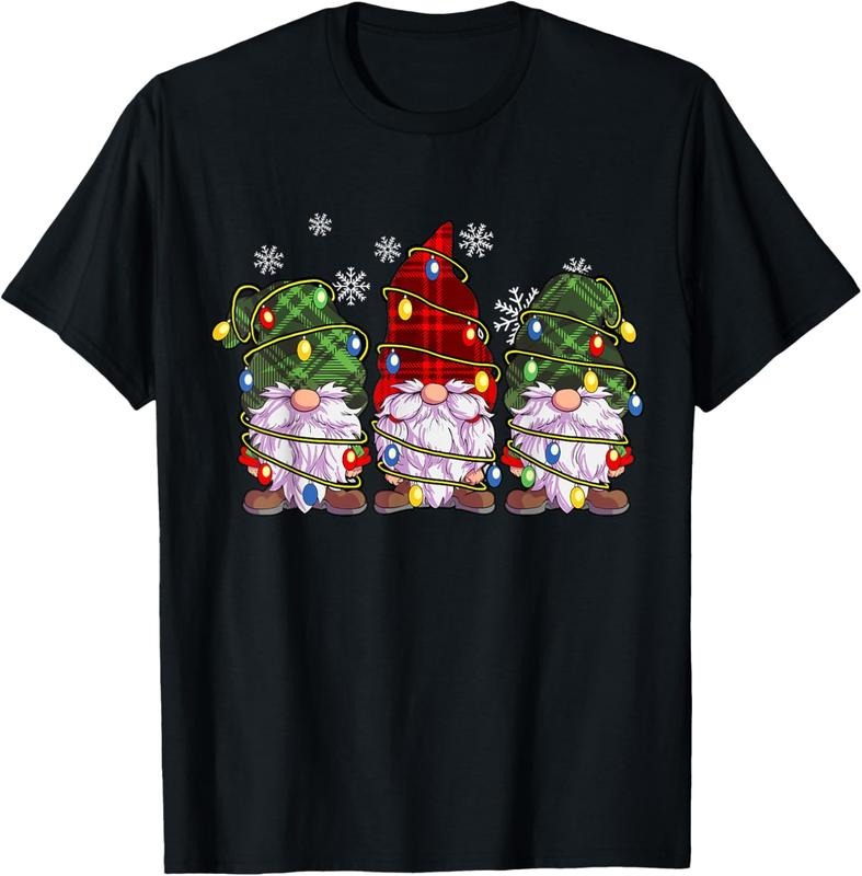 100% Cotton Three Gnomes Men Women Buffalo Plaid Red Christmas T-Shirt Hoodie, Sweatshirt | WearSparks.com